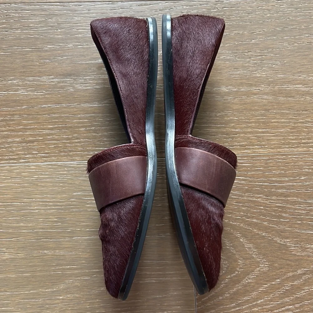 Vince Mason Burgundy Calf Hair Leather Loafers | 8